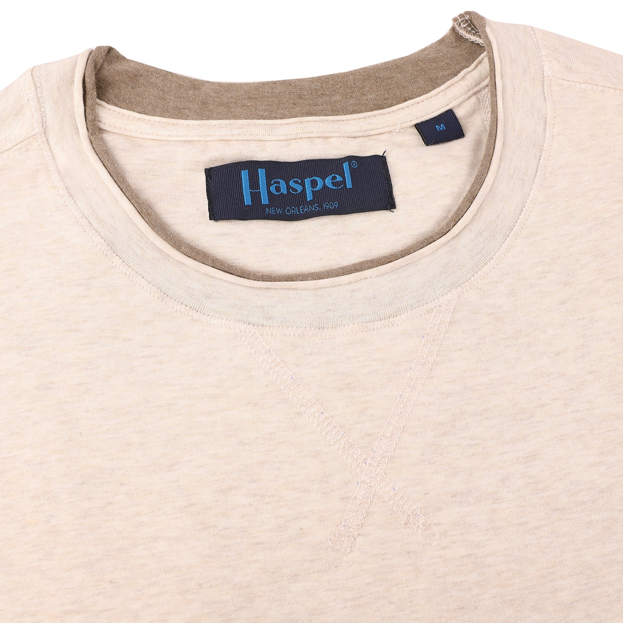 Step out into the warm weather in confidence with the Pompeii Melange Contrast Crew T-Shirt. Crafted from 100% cotton, this mid-blue t-shirt stands out with a sharp orange contrast. Take on the summer with a daring fashion statement and make a statement wherever you go.   100% Luxe Cotton • Relaxed Fit • Contrast Edging • Machine Washable • Imported 