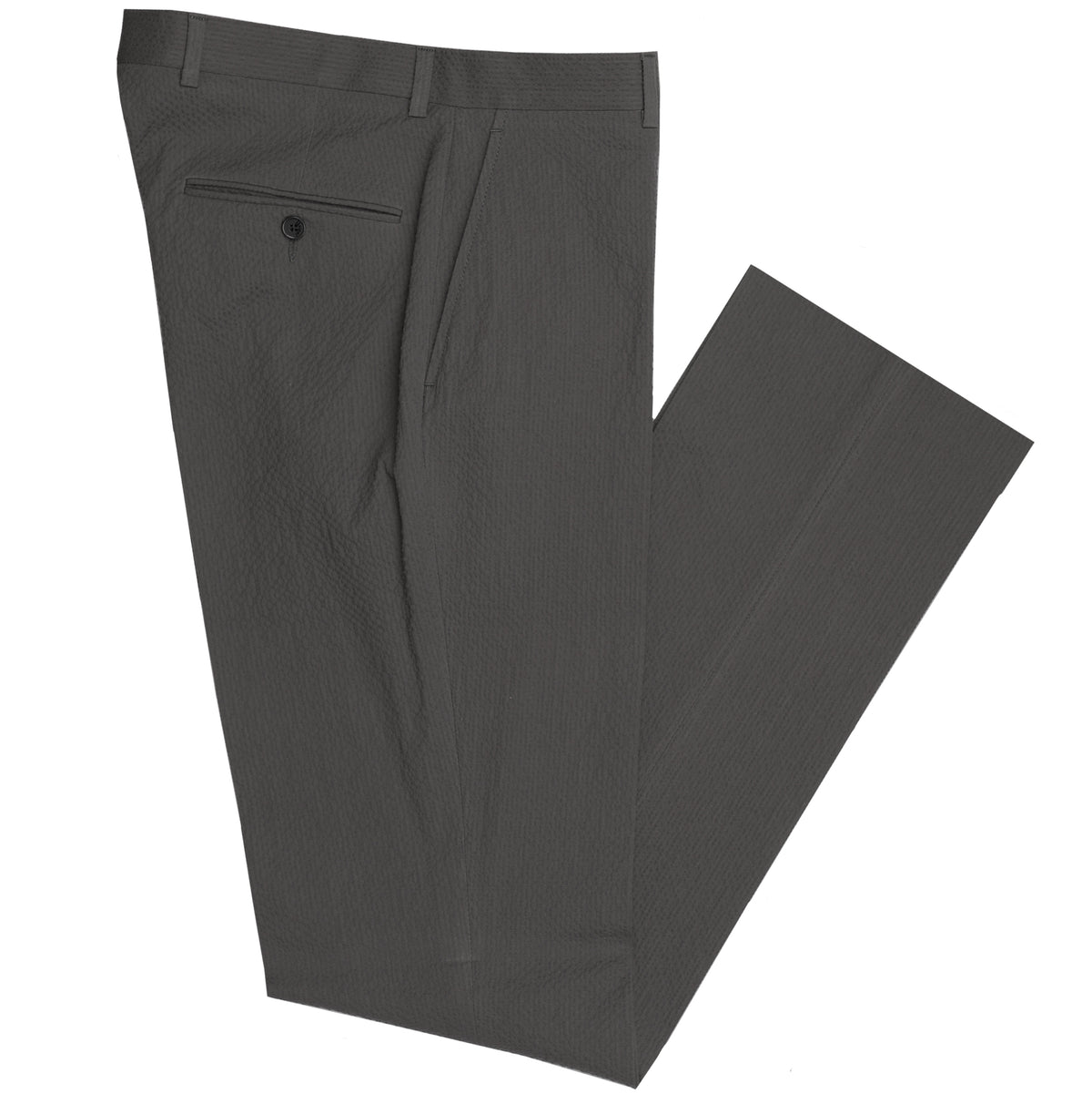 Exploring the devilry of the Big Easy, you&#39;ll cast your spell in our Voodoo Gray Seersucker. Beware the dark arts and dress the part in lightweight American made seersucker. Devilishly daring yet enchantingly divine.  97% Cotton / 3% Lycra Haspel Exclusive Seersucker Stretch Fabric • Maximized Seersucker Pucker • Audubon Classic Fit • Flat Front • Unfinished Bottom (37.5&quot;) • Dry Clean • Made in USA