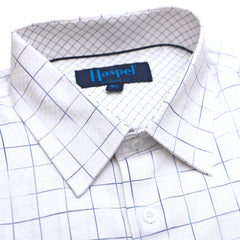 Men's Long Sleeve Shirts | Light Blue Large Graph Check | Haspel