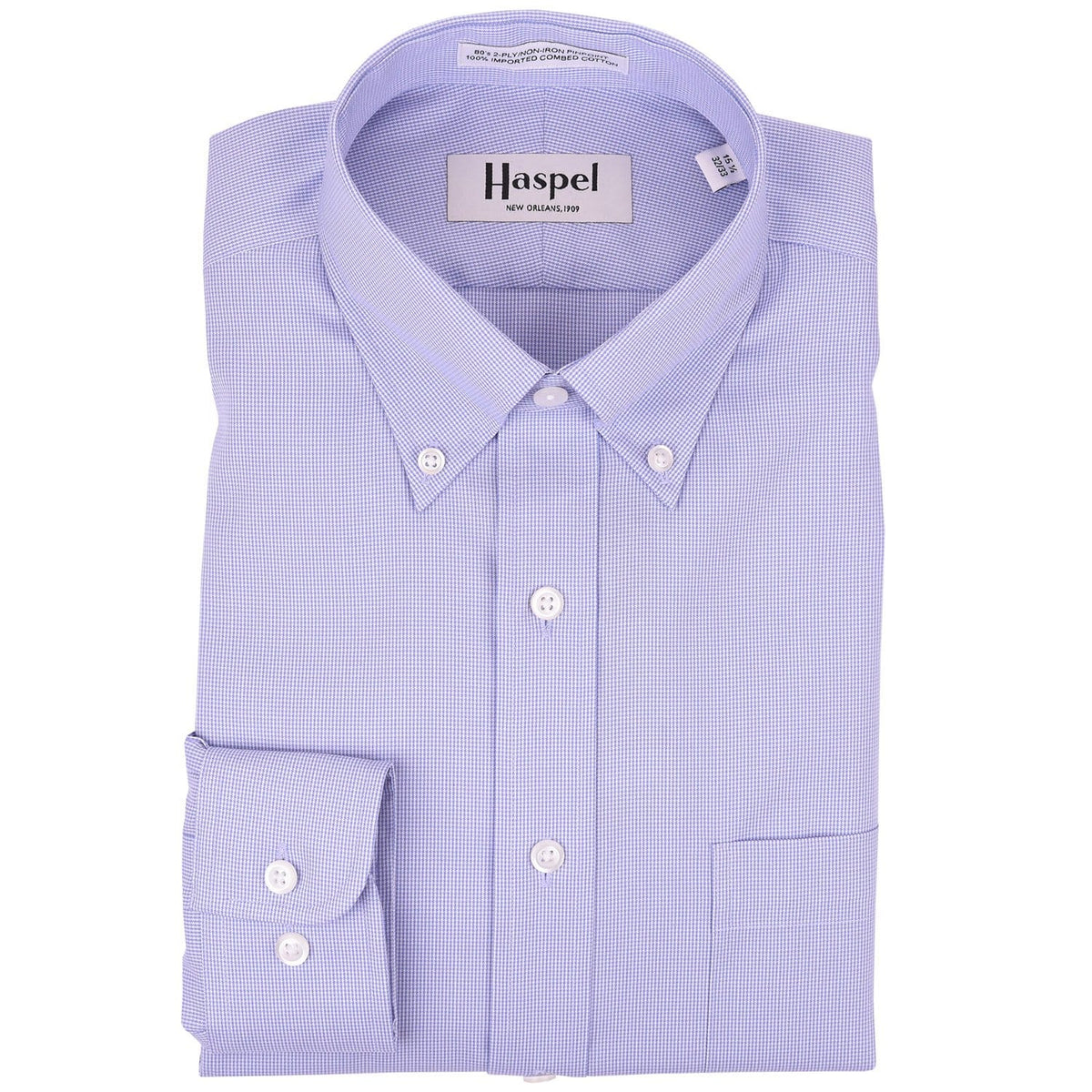Howard Lt. Blue Mini Houndstooth Button Down Dress Shirt - Haspel Clothing