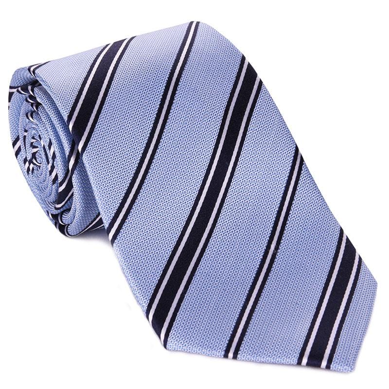 Light Blue with Black Rep Stripe Tie - Haspel Clothing