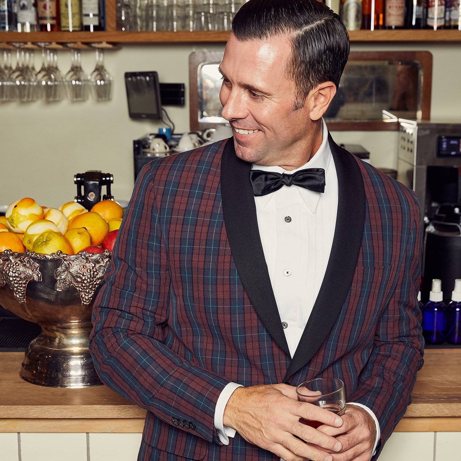 Burgundy Blue Seersucker Royale Plaid Dinner Jacket - Haspel Clothing
