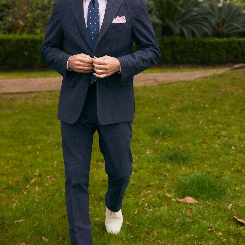 Vieux Carre Navy/Black Seersucker Stretch Pant
