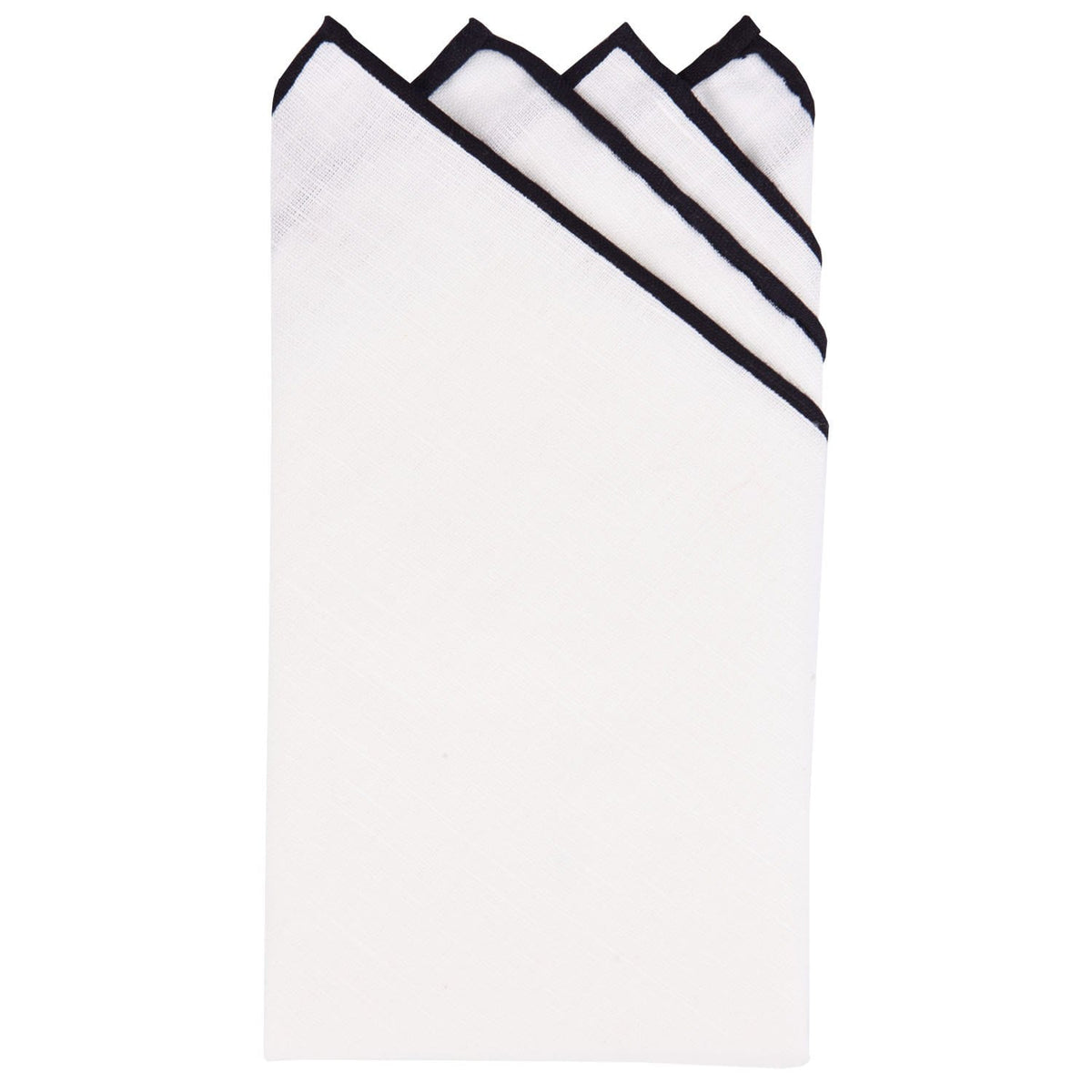 White/Black Pre-Folded Linen Pocket Square - Haspel Clothing