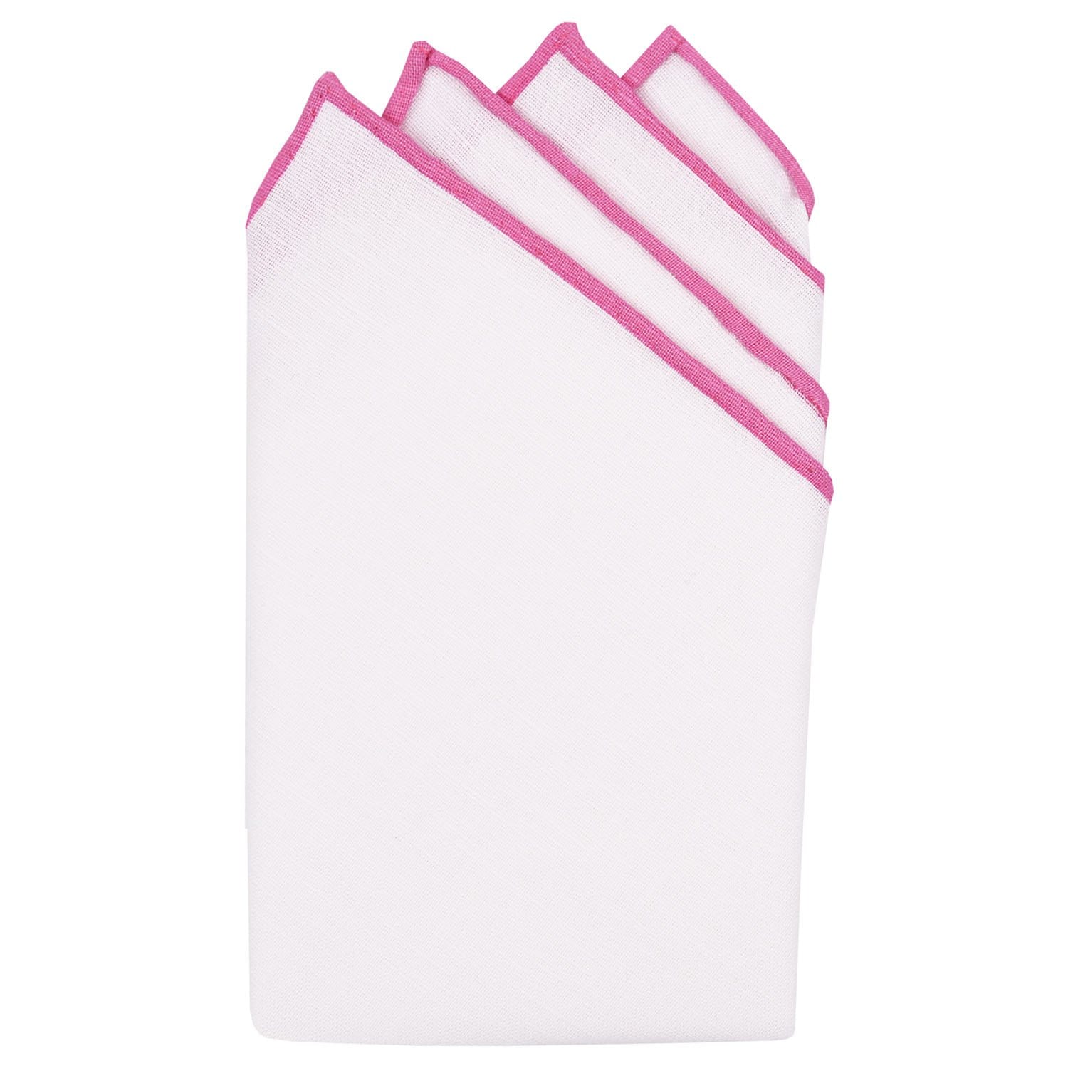 White/Pink Pre-Folded Linen Pocket Square - Haspel Clothing