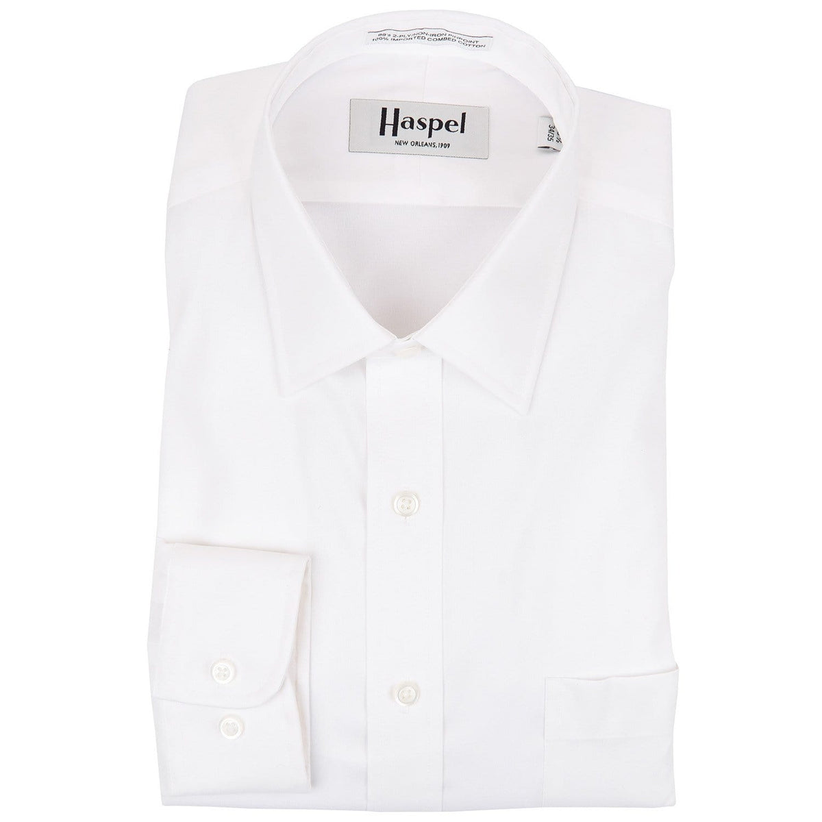 Dauphine Solid White Broadcloth Dress Shirt - Haspel Clothing